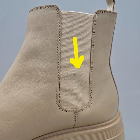 Marc Fisher Pietro Ankle Bootie Women 9.5 Tan Leather Platform Chelsea Lug Sole - Picture 3 of 16